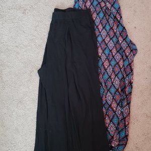 2 Pairs of 18/20W Ellos Black and Mutlicolor (Black/Teal) Pants